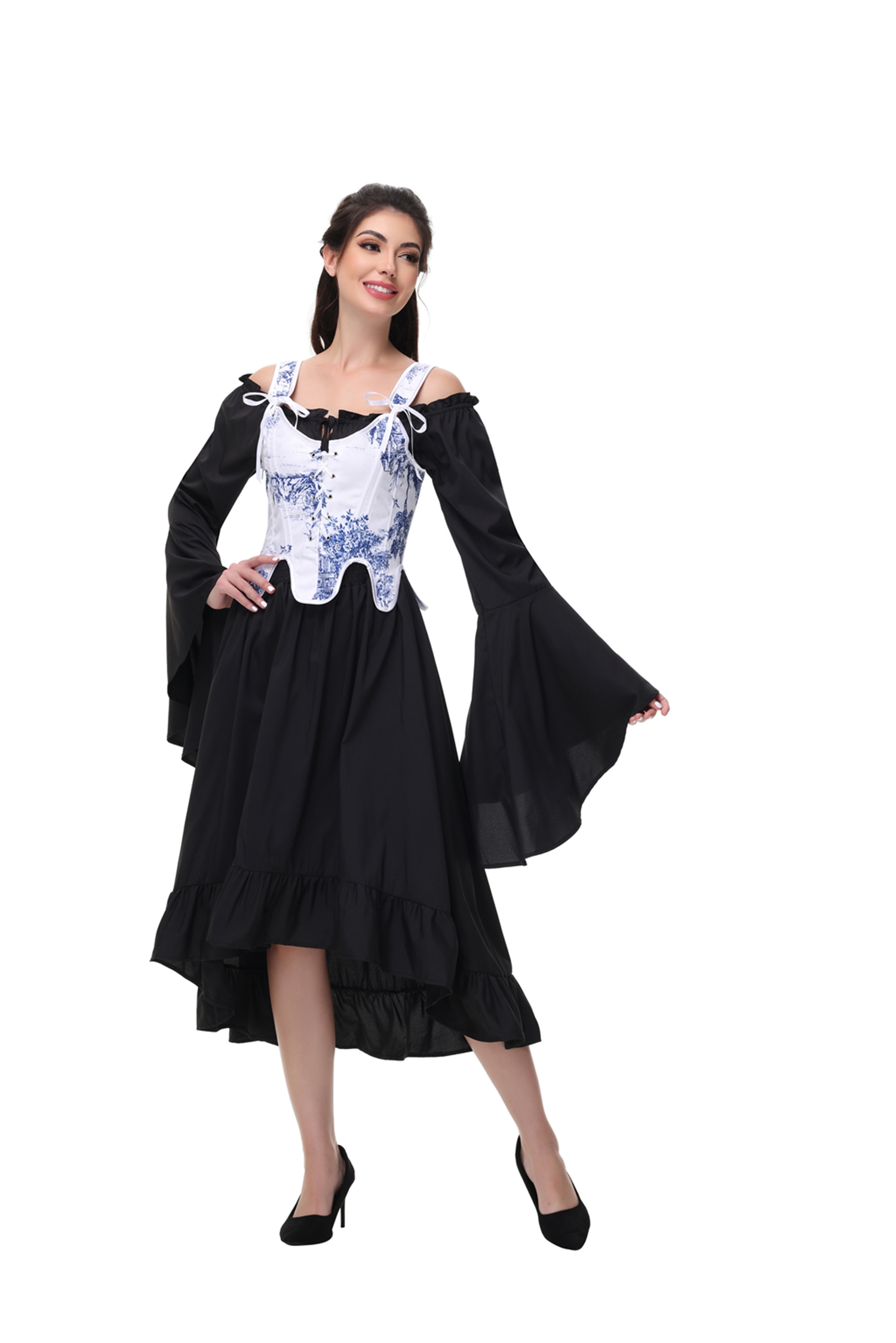 Fairy Cottagecore Corset Victorian Lace-up Irregular Hem Vest